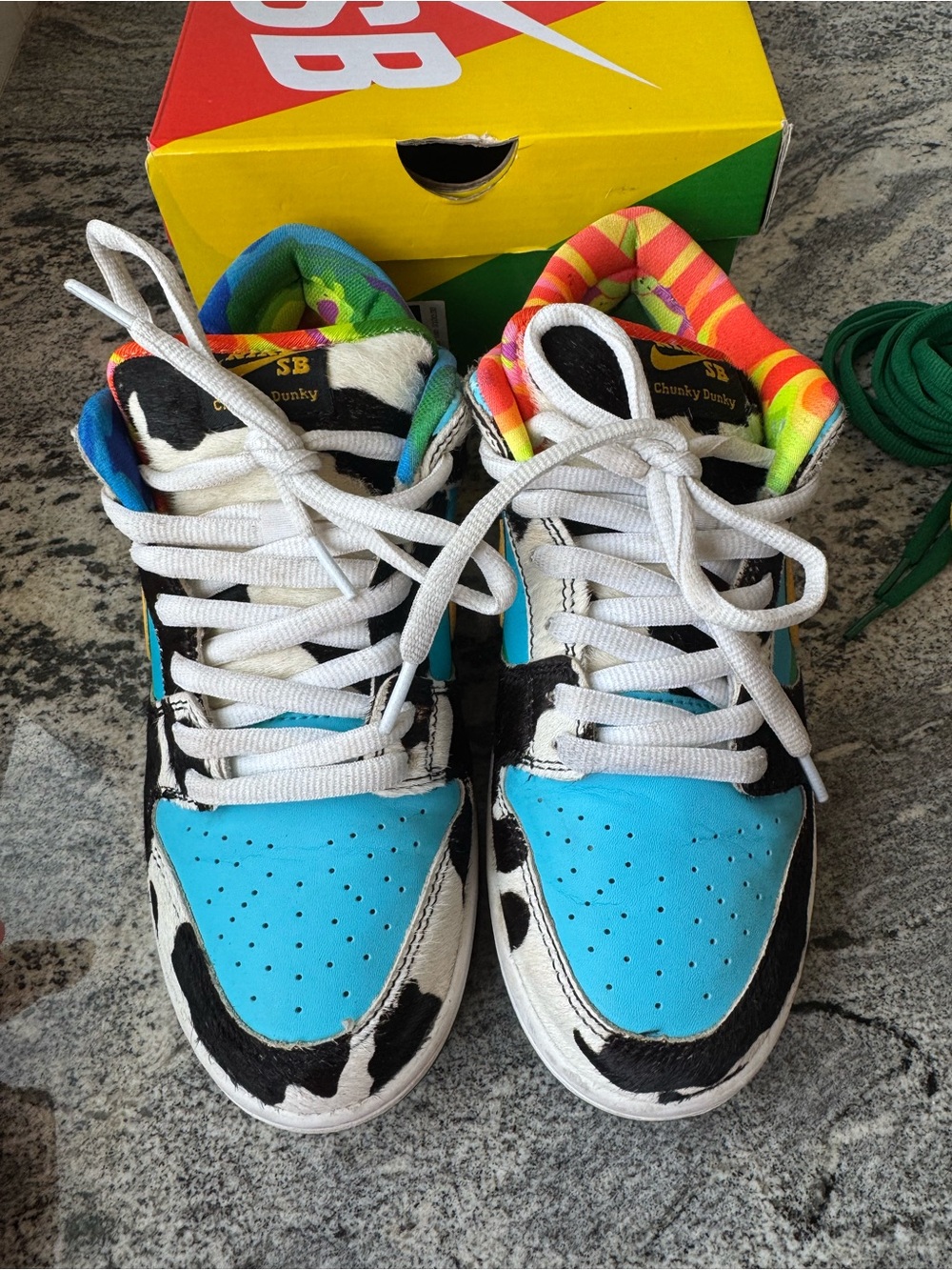 Nike Dunk Low SE - Blue, Yellow, Green & Black Cow Print - Picture 3 of 9
